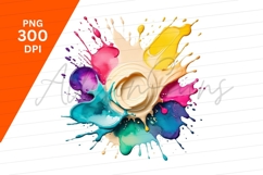 Colorful Paint Splashes Abstract Art On White PNG Product Image 1