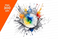 Splashes Of Vibrant Watercolor Paint In Can PNG Product Image 1
