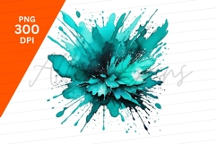 Turquoise Watercolor Splash Effect Isolated Clipart Png Product Image 1
