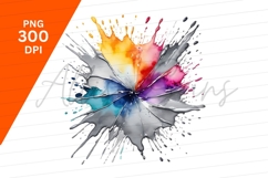 Vibrant Watercolor Paint Splatter Abstract Clipart Png Product Image 1