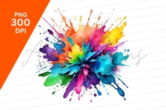 Rainbow Paint Splash Watercolor Explosion Clipart Png Product Image 1