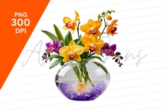 Orchid Flowers In Vase Clipart Png Product Image 1