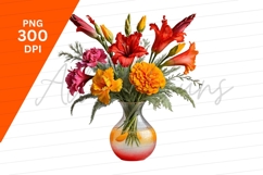 Floral Bouquet In Glass Vase Clipart Png Product Image 1