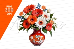 Cheerful Gerbera Flowers Arrangement In Vase Clipart Product Image 1