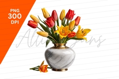 Tulips In Marble Vase Clipart Png Product Image 1