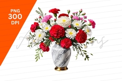 Floral Bouquet In Marble Vase Clipart Png Product Image 1