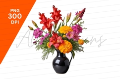 Floral Bouquet Arrangement In Black Pitcher Clipart Png Product Image 1