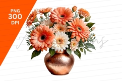Gerbera Daisy Bouquet In Copper Vase Clipart Png Product Image 1