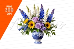 Floral Arrangement In Blue And White Vase Clipart Product Image 1