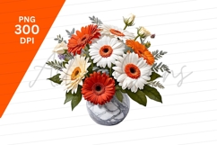 Gerbera Daisy Bouquet In Marble Vase Clipart Png Product Image 1
