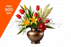 Floral Arrangement Tulips Lilies And Rose Clipart Product Image 1