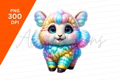 Rainbow Fluffy Monster Creature Clipart Png Product Image 1