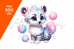 Kawaii Pastel Leopard Cub And Candy Clipart Product Image 1