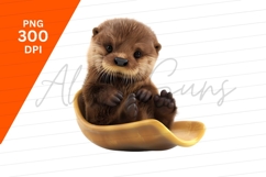 Cute Otter Cub Sitting Sweetly Png Clipart Product Image 1