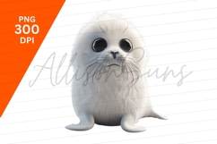 Cute White Seal Pup Clipart Png Product Image 1
