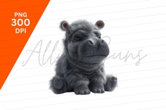 Gray Fluffy Hippo Clipart Png Isolated Product Image 1