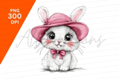 Cute Bunny Pink Hat Illustration Clipart Png Product Image 1