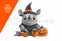 Rhino Witch Halloween Pumpkin Clipart Png Illustration Product Image 1
