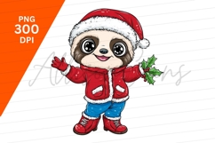 Cartoon Sloth Wearing Christmas Outfit Clipart Png Product Image 1