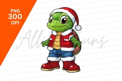 Christmas Turtle Cartoon Clipart Png Illustration Product Image 1