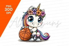 Cute Unicorn With Basketball Clipart Png Image Product Image 1