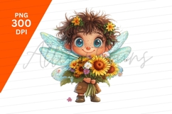 Sunflower Fairy Boy With Wings Clipart Png Product Image 1