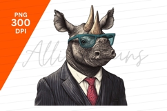 Dapper Rhino Business Clipart Png Illustration Product Image 1