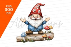 Happy Gnome With Mushrooms Clipart Png Product Image 1