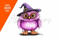 Cute Halloween Witch Owl Clipart Png Product Image 1