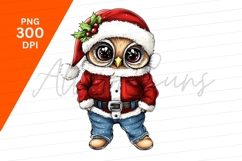 Cute Christmas Owl Cartoon Clipart Image Product Image 1