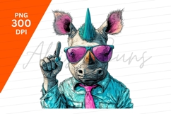 Cool Rhino Wearing Sunglasses Pointing Up Clipart Png Product Image 1
