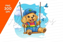 Happy Puppy On Swing Clipart Png Product Image 1