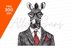 Zebra In Suit With Glasses Clipart Png Product Image 1