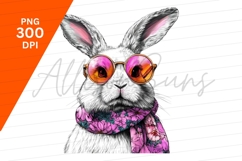 Stylish Rabbit With Sunglasses And Floral Scarf Product Image 1