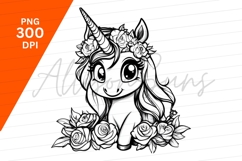 Cute Unicorn Surrounded By Roses Clipart Png Product Image 1