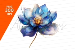 Elegant Blue Lotus Flower Clipart Png Product Image 1