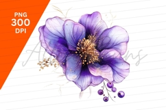 Elegant Purple Watercolor Flower Clipart Png Product Image 1