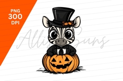 Zebra With Pumpkin Halloween Clipart Png Product Image 1