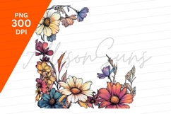 Colorful Floral Watercolor Frame With Empty Space Product Image 1