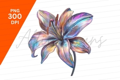 Iridescent Lily Flower On White Background Clipart Product Image 1