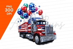 Patriotic Truck Balloons Clipart Usa Celebration Product Image 1