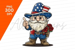 Patriotic Gnome Holding Roses Clipart Png Product Image 1