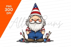 Patriotic Gnome Artist Clipart Png Illustration Product Image 1