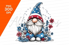 Patriotic Gnome With Flowers Clipart Png Product Image 1