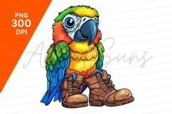 Parrot Wearing Boots Clipart Png Illustration Product Image 1