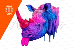 Vivid Dripping Rhino Clipart Png Illustration Product Image 1