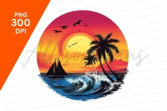 Tropical Sunset Ocean Sailboat Clipart Png Product Image 1