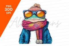 Stylish Frog With Beanie Scarf And Sunglasses Product Image 1