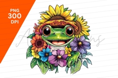Frog With Flowers Clipart Png Illustration Product Image 1