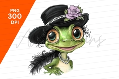 Cartoon Frog With Hat And Necklace Clipart Product Image 1
